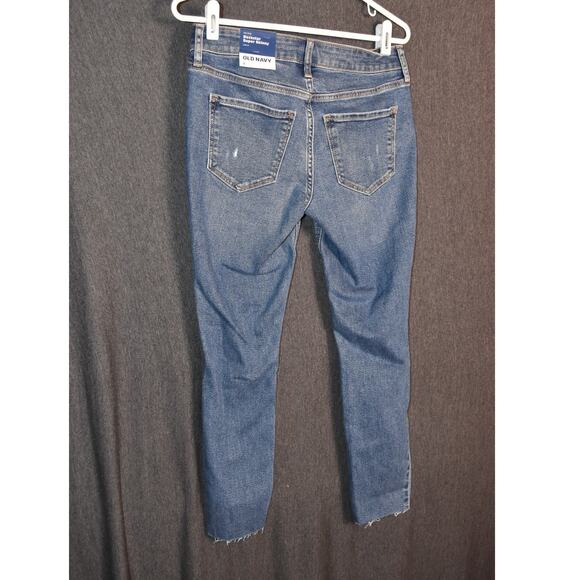 NEW Old Navy Women's 4 Mid-Rise Rockstar Super Skinny Denim Jeans Distressed NWT - Picture 4 of 9